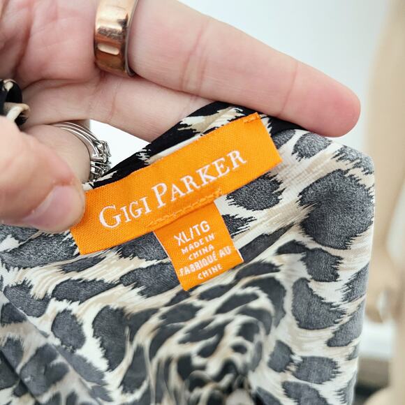 [Gigi Parker] Leopard Animal Print Twisted High Neck Knot Halter Midi Dress XL - Picture 9 of 10